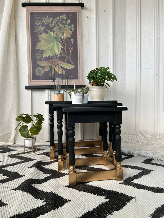 3-set krukjes "Zwart + goud"